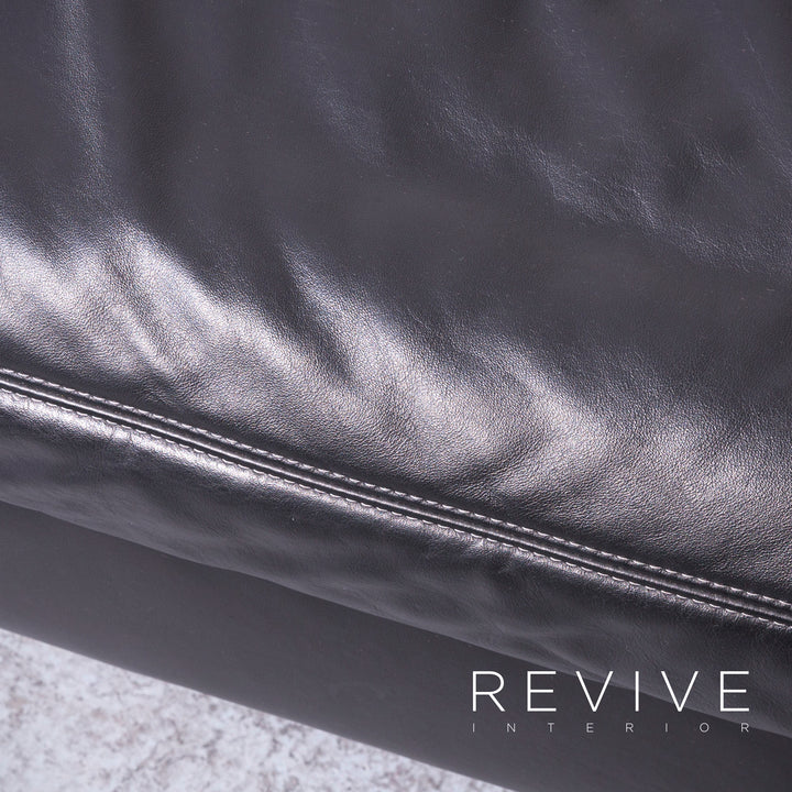 Koinor Designer Leder Sofa Schwarz Echtleder Ecksofa Couch #6813