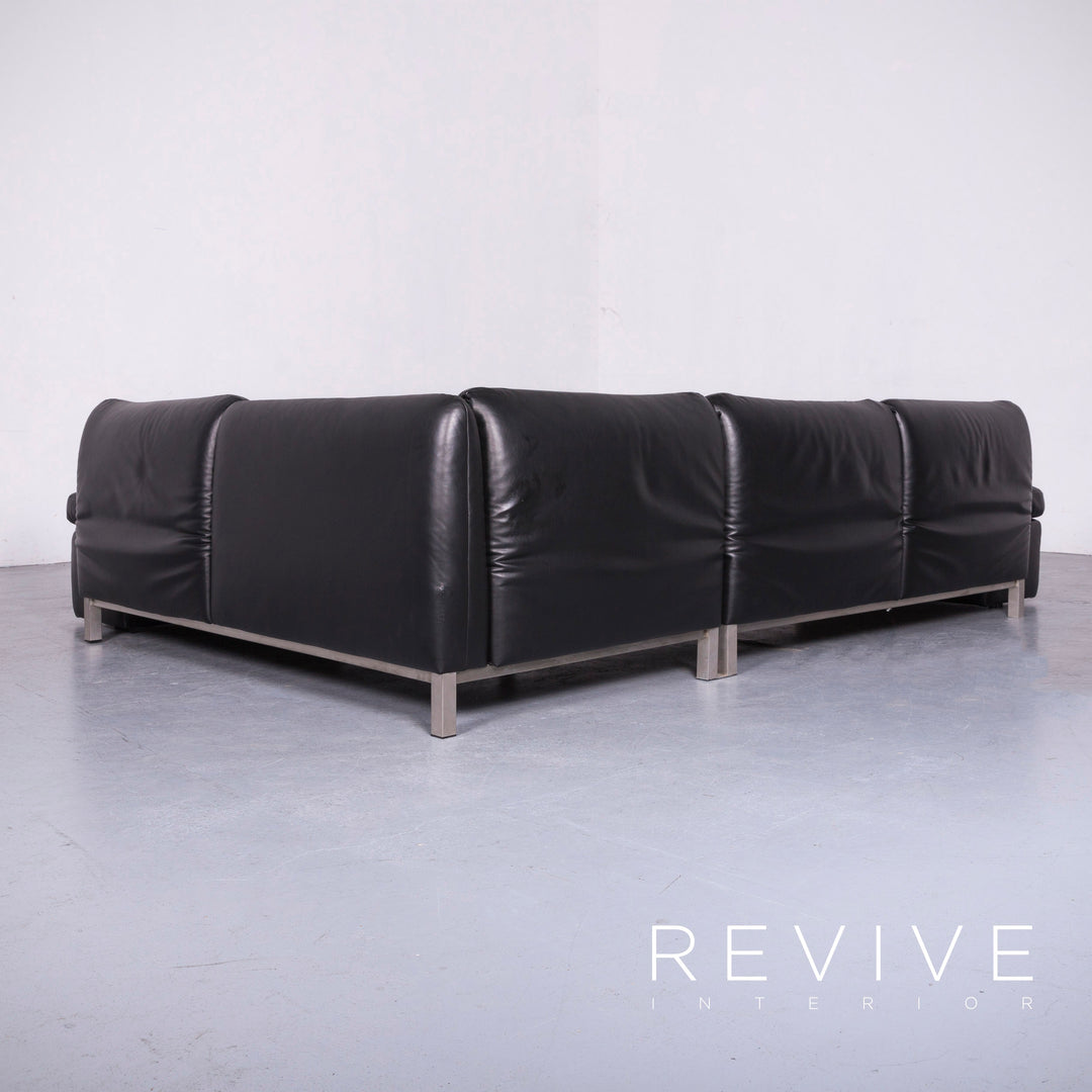 Koinor Designer Leder Sofa Schwarz Echtleder Ecksofa Couch #6813