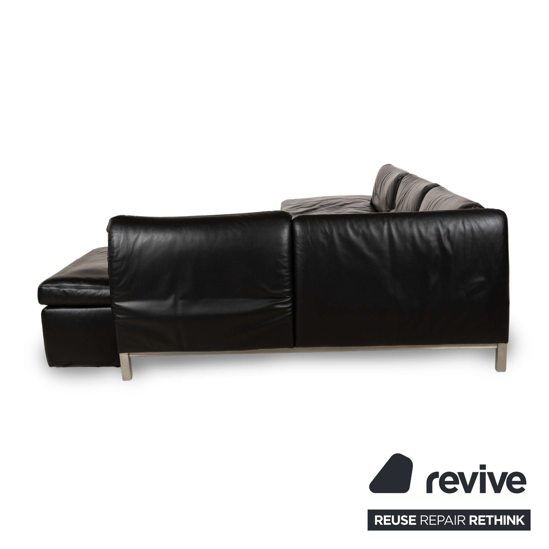 Koinor Designer Leder Sofa Schwarz Echtleder Ecksofa Couch Lehnenfunktion Recamiere rechts