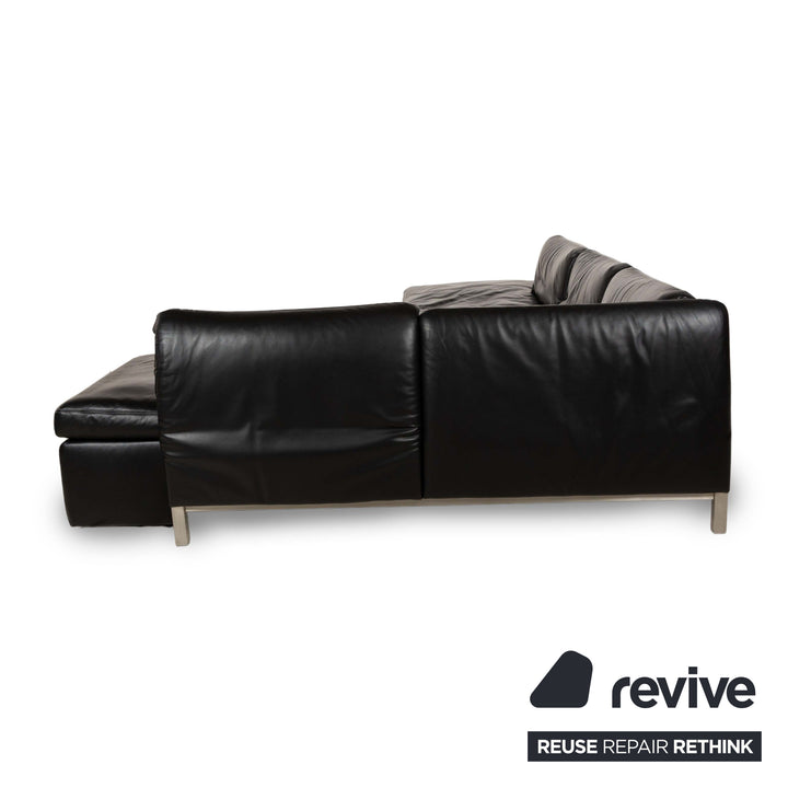 Koinor Designer Leder Sofa Schwarz Echtleder Ecksofa Couch Lehnenfunktion Recamiere rechts