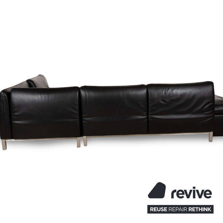 Koinor Designer Leder Sofa Schwarz Echtleder Ecksofa Couch Lehnenfunktion Recamiere rechts