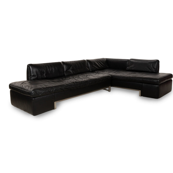 Koinor Designer Leder Sofa Schwarz Echtleder Ecksofa Couch Lehnenfunktion Recamiere rechts