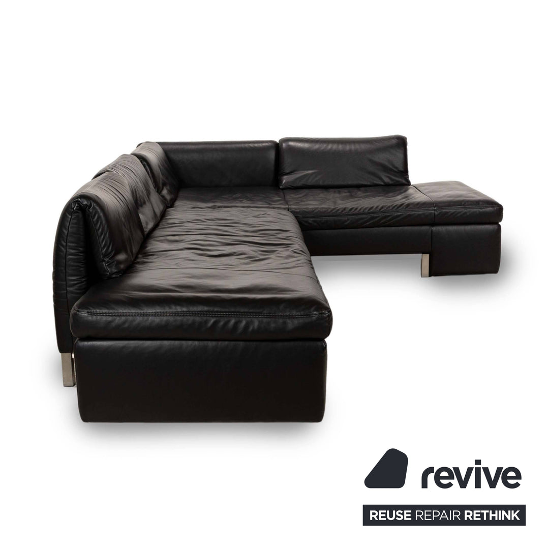 Koinor Designer Leder Sofa Schwarz Echtleder Ecksofa Couch Lehnenfunktion Recamiere rechts