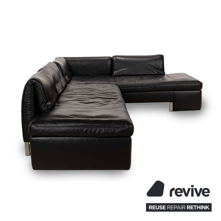 Koinor Designer Leder Sofa Schwarz Echtleder Ecksofa Couch Lehnenfunktion Recamiere rechts
