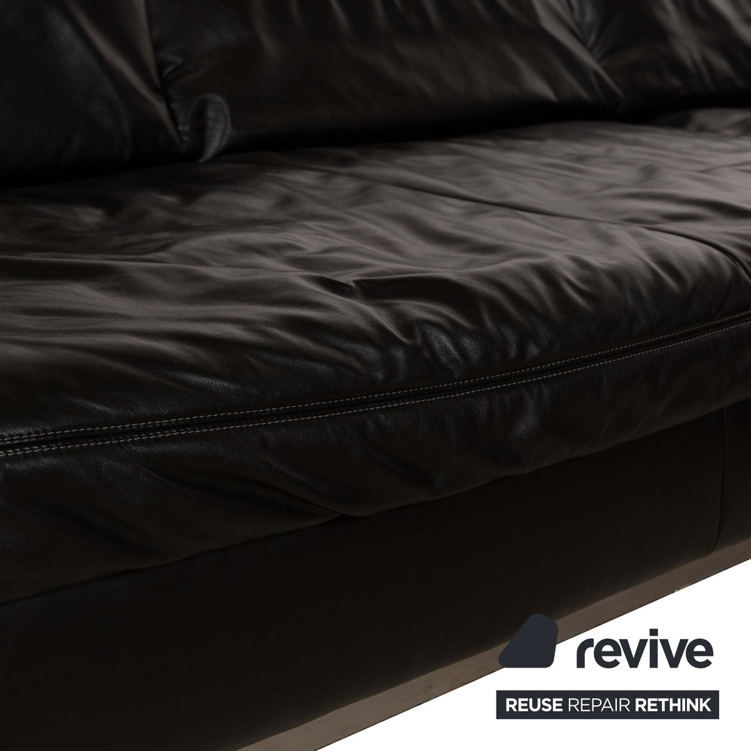 Koinor Designer Leder Sofa Schwarz Echtleder Ecksofa Couch Lehnenfunktion Recamiere rechts