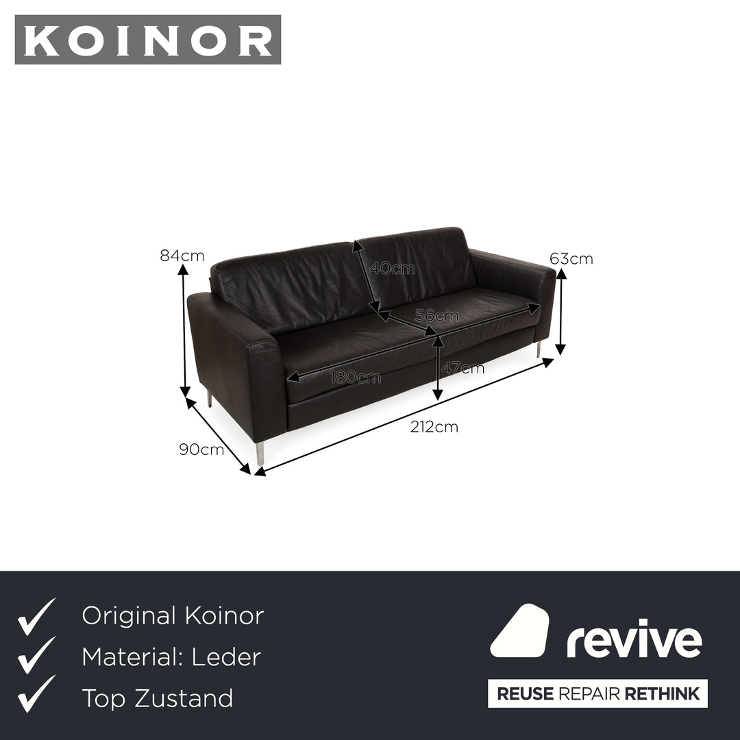 Koinor Divino Leather Three-Seater Grey Anthracite Sofa Couch