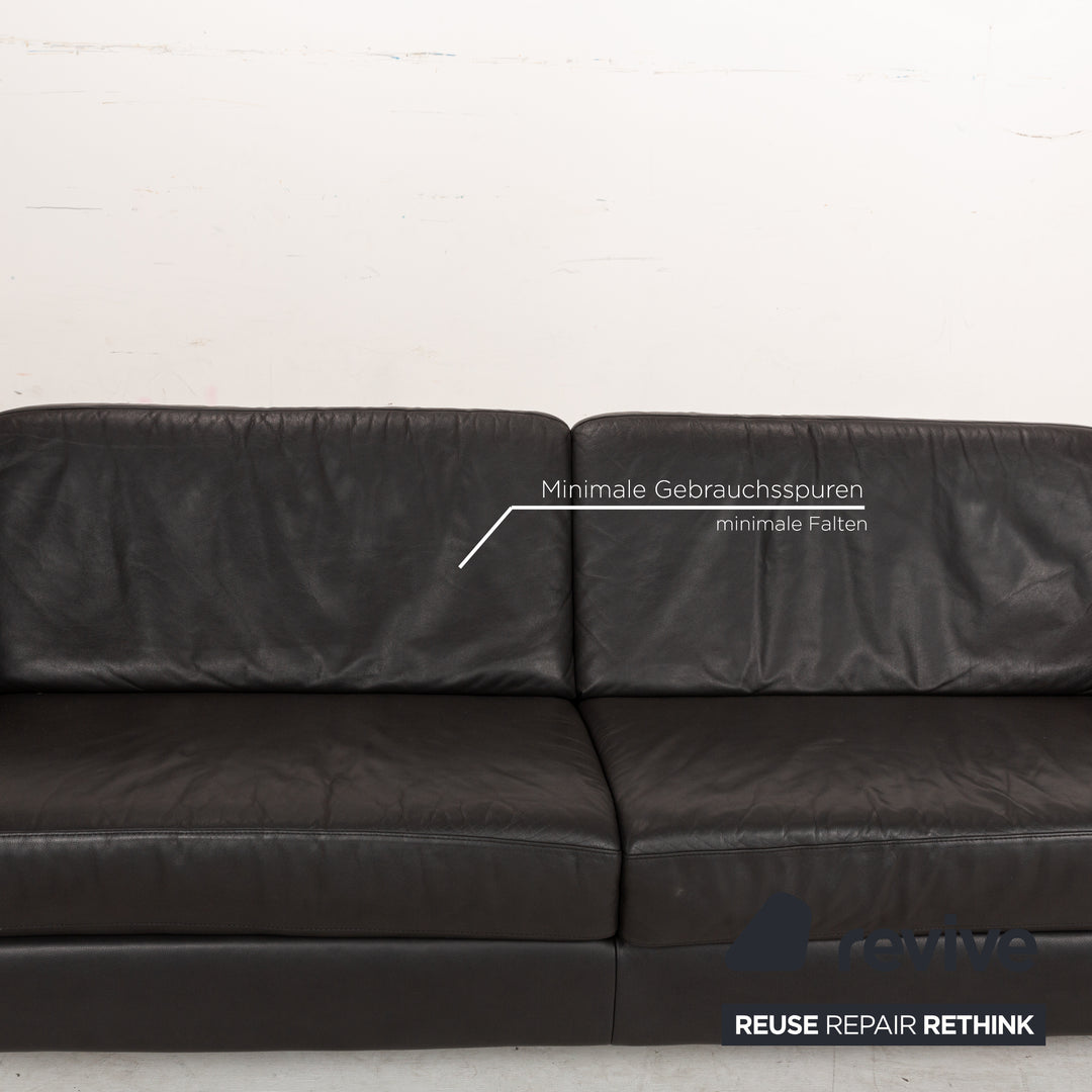 Koinor Divino Leather Three-Seater Grey Anthracite Sofa Couch