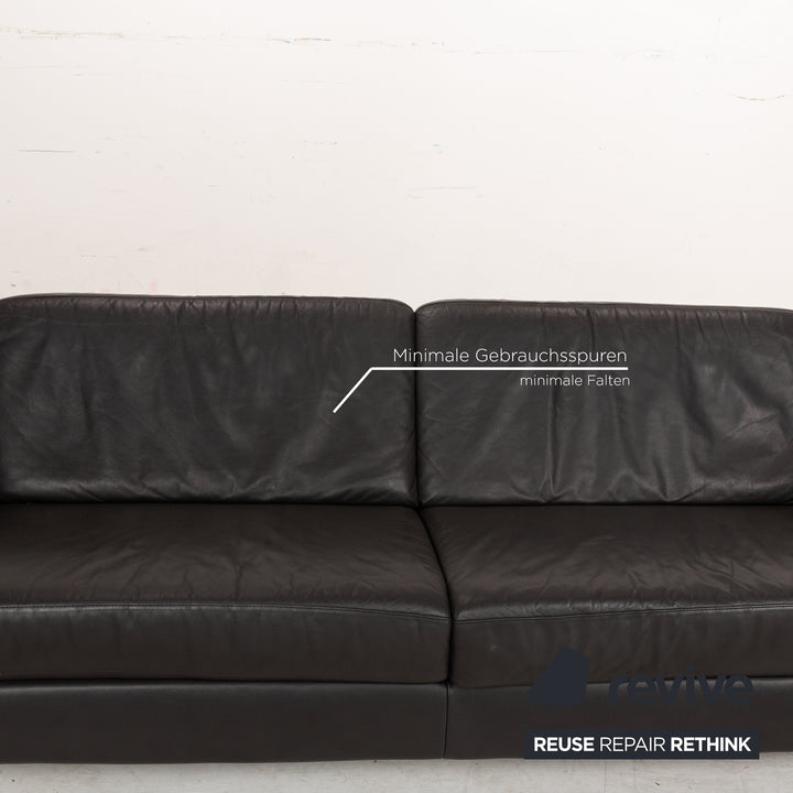 Koinor Divino Leather Three-Seater Grey Anthracite Sofa Couch