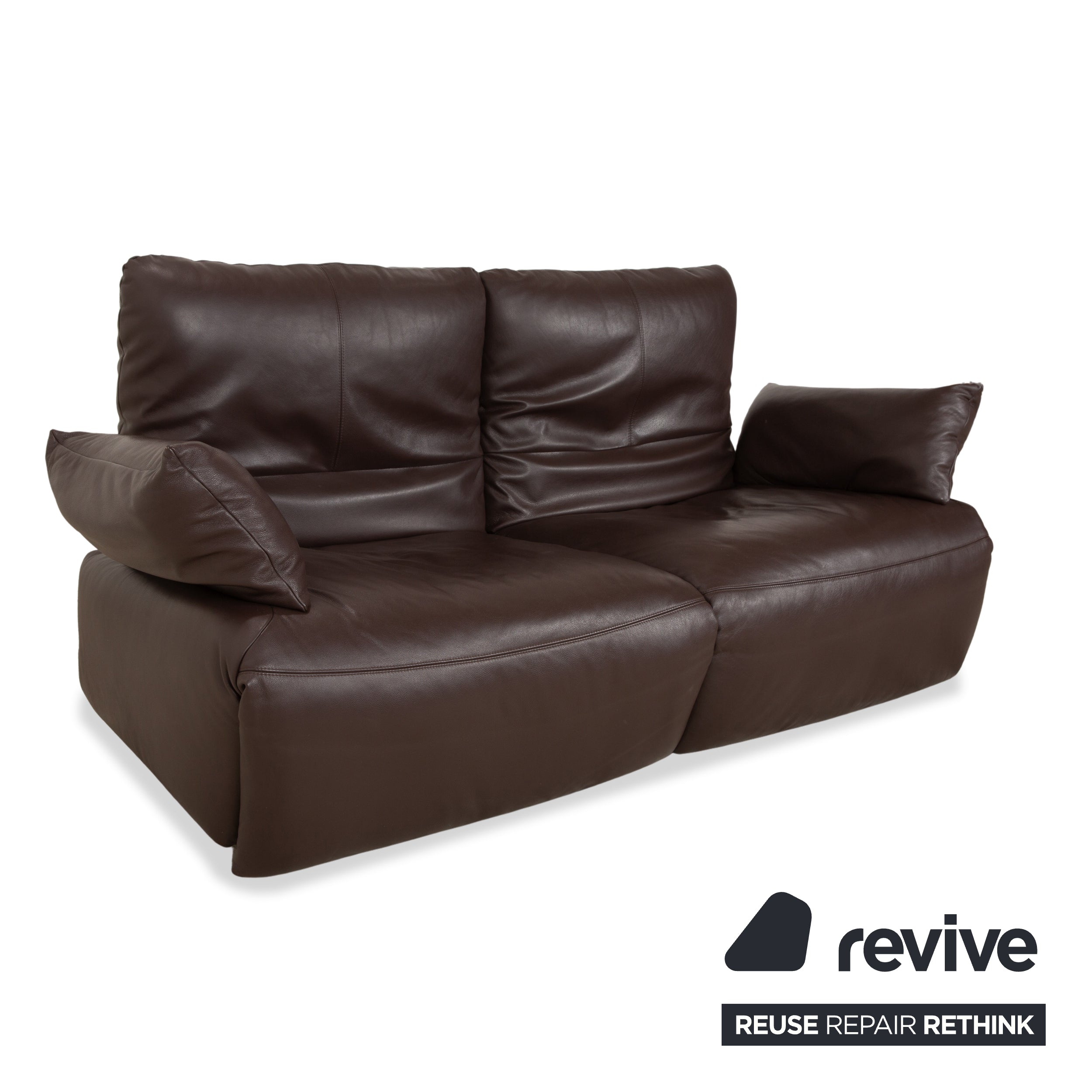 Koinor Easy Leather Two-Seater Brown Electric Function Sofa Couch