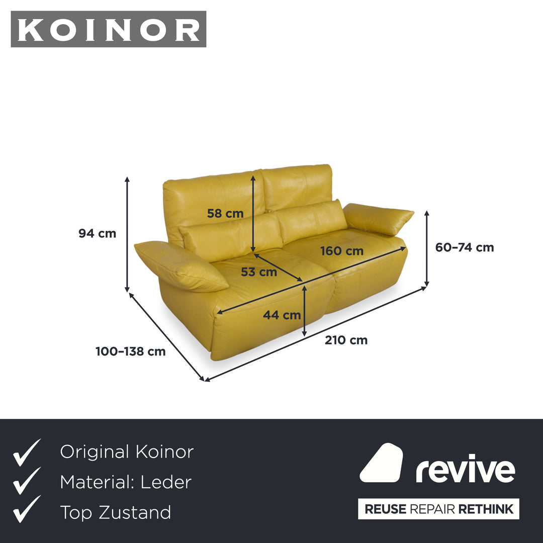 Koinor Easy Leder Zweisitzer Gelb elektrische und manuelle Funktion Sofa Couch