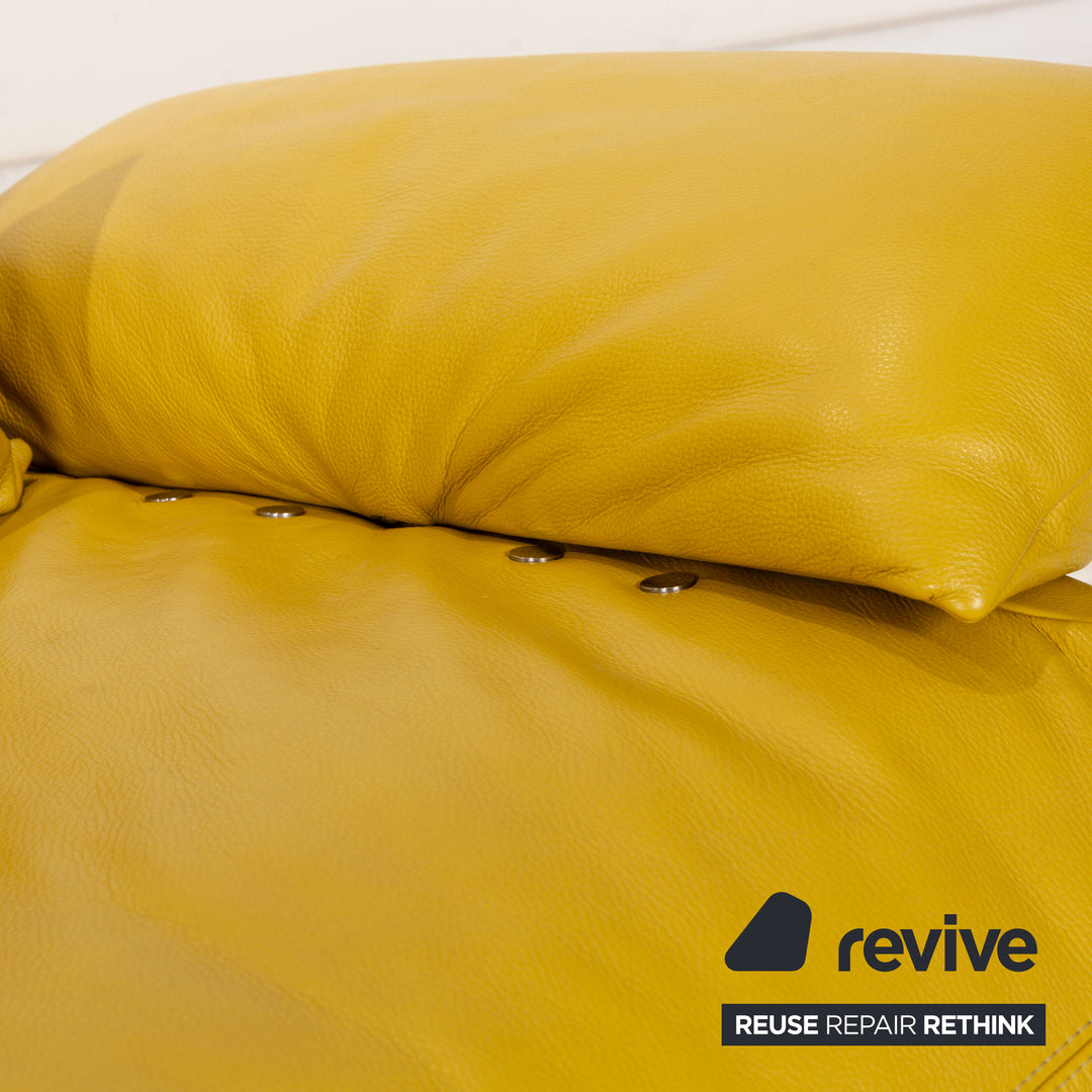 Koinor Easy Leather Two-Seater Yellow Electric Function Sofa Couch