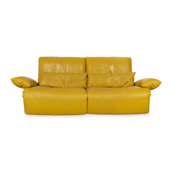 Koinor Easy Leather Two-Seater Yellow Electric Function Sofa Couch