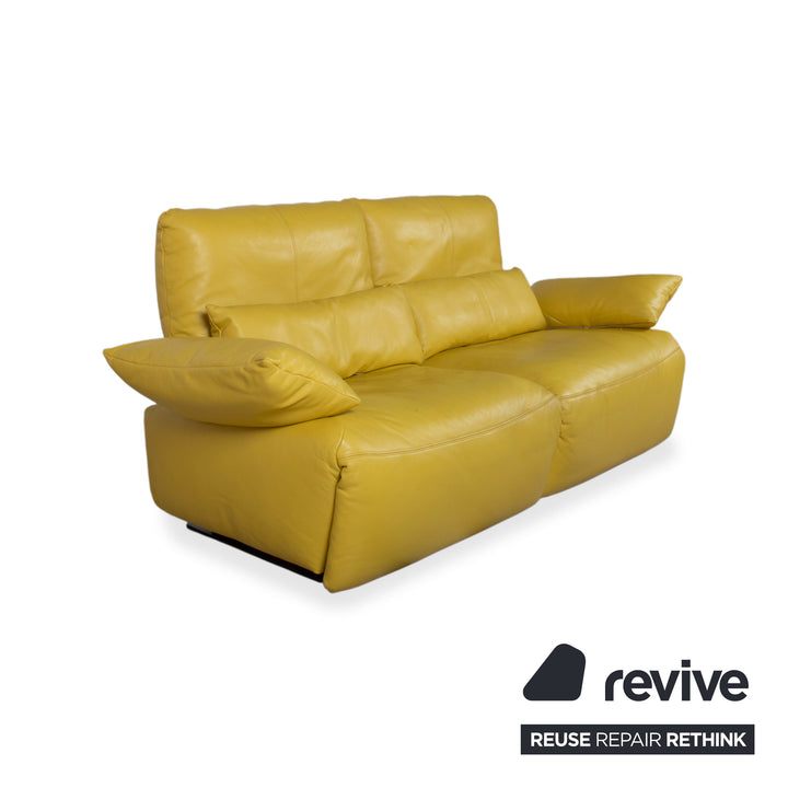 Koinor Easy Leder Zweisitzer Gelb elektrische und manuelle Funktion Sofa Couch