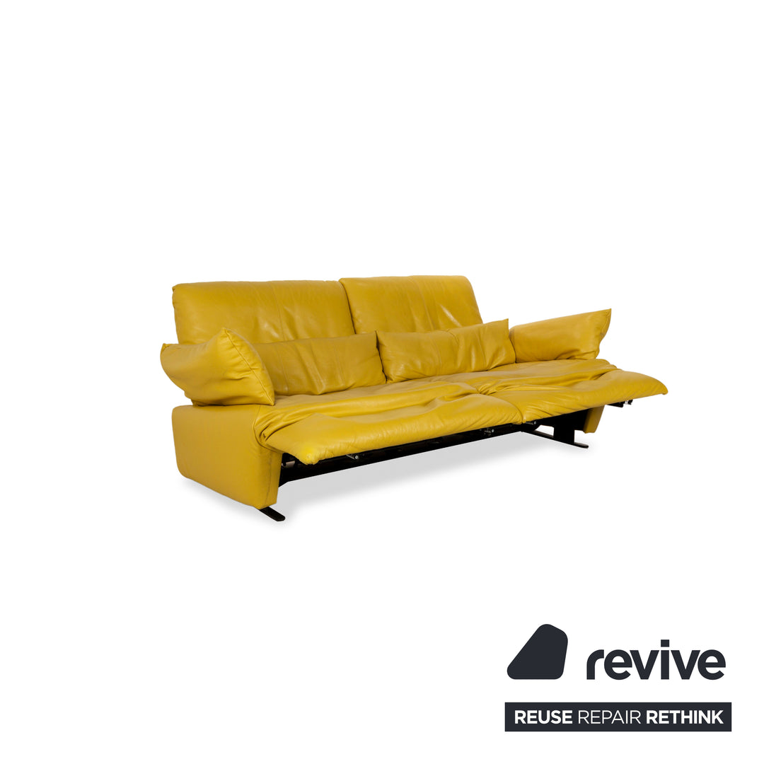 Koinor Easy Leather Two-Seater Yellow Electric Function Sofa Couch