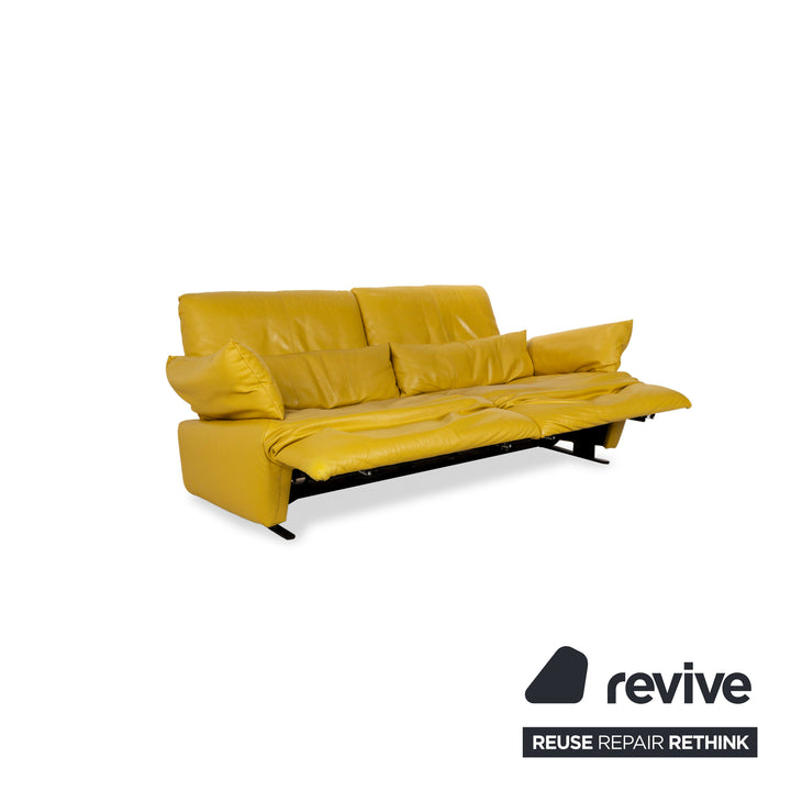 Koinor Easy Leather Two-Seater Yellow Electric Function Sofa Couch