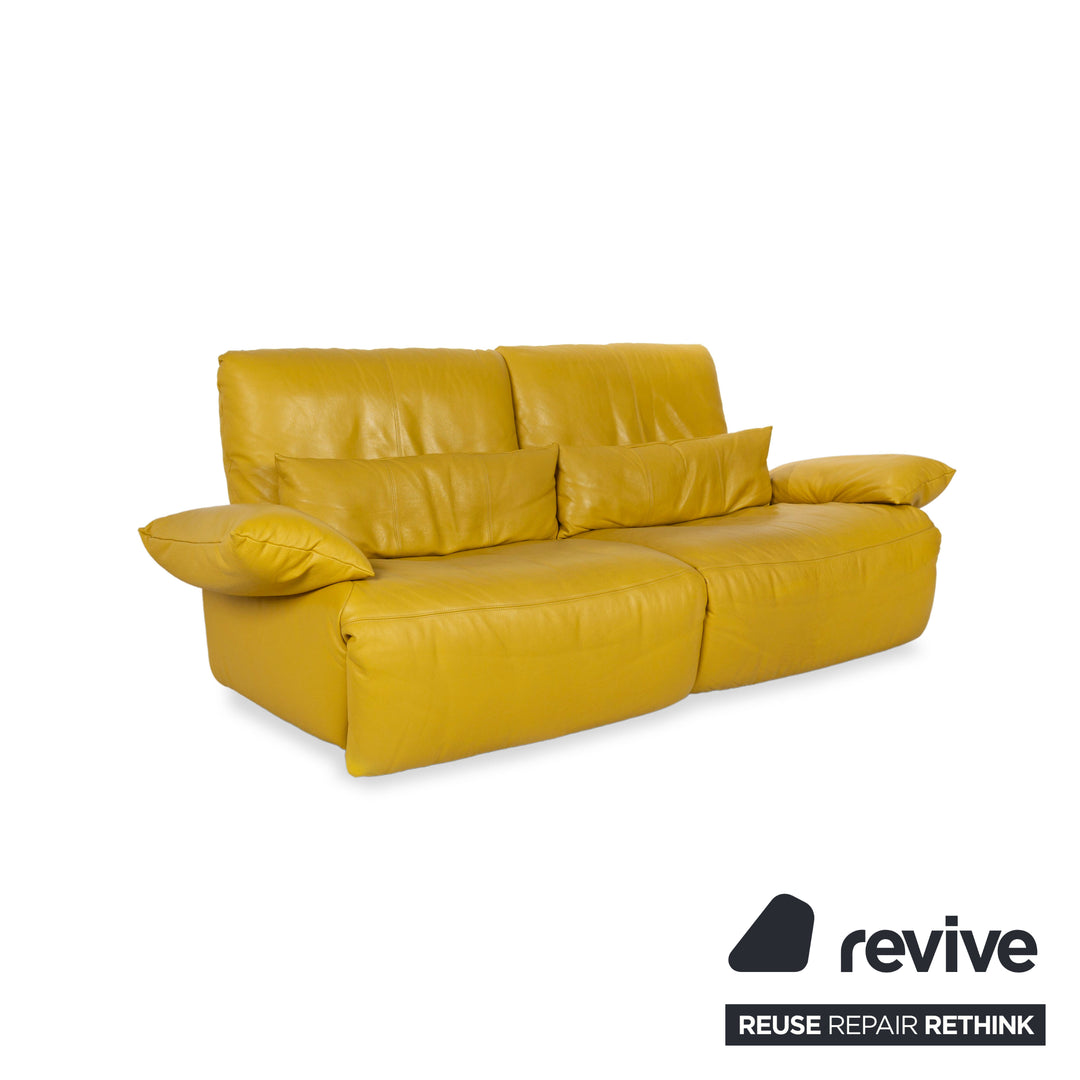 Koinor Easy Leather Two-Seater Yellow Electric Function Sofa Couch