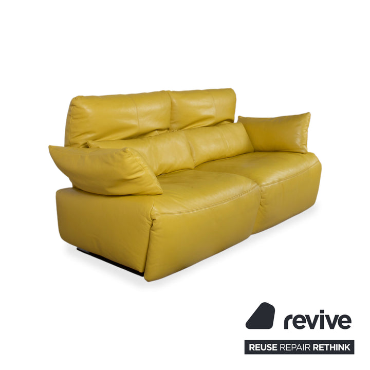 Koinor Easy Leder Zweisitzer Gelb elektrische und manuelle Funktion Sofa Couch