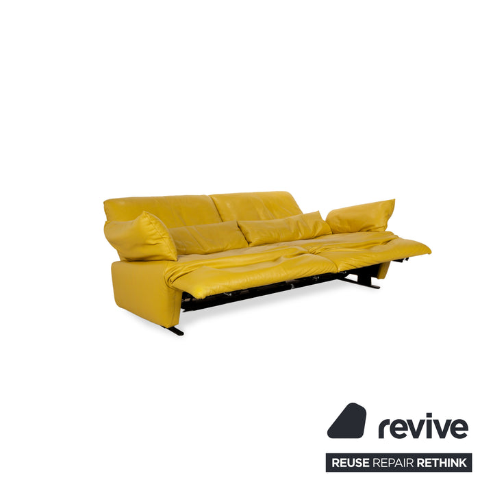 Koinor Easy Leather Two-Seater Yellow Electric Function Sofa Couch