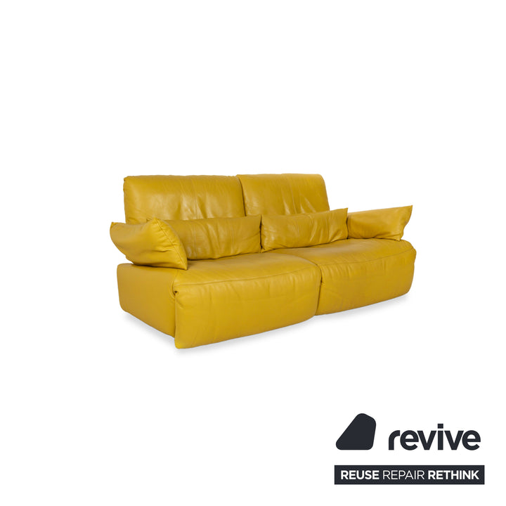 Koinor Easy Leather Two-Seater Yellow Electric Function Sofa Couch