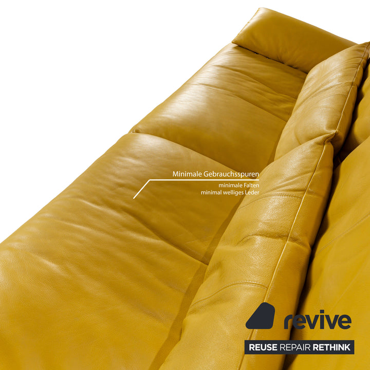Koinor Easy Leather Two-Seater Yellow Electric Function Sofa Couch