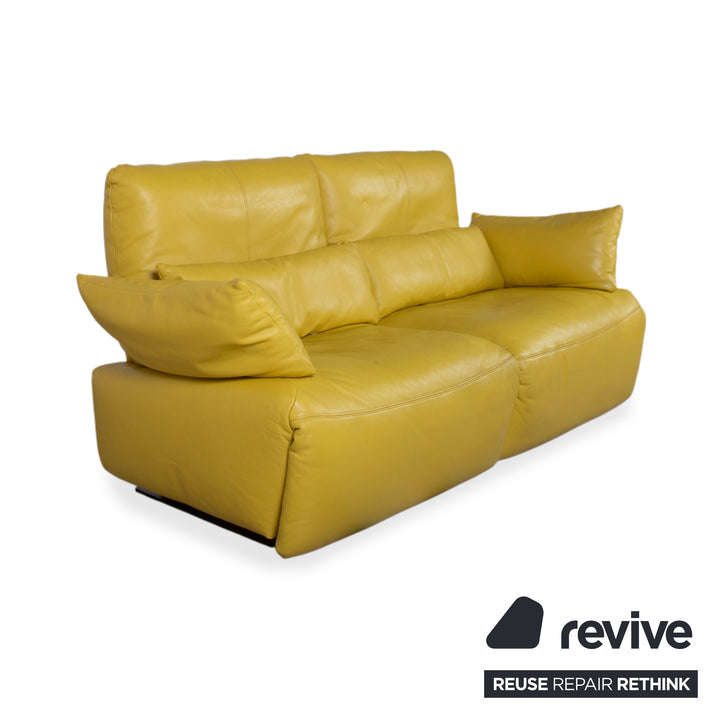 Koinor Easy Leder Zweisitzer Gelb elektrische und manuelle Funktion Sofa Couch