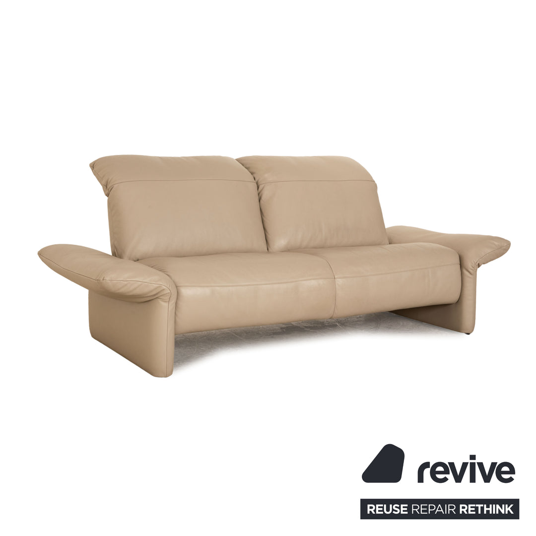 Koinor Elena Leather Three Seater Beige Taupe Sofa Couch Manual Function