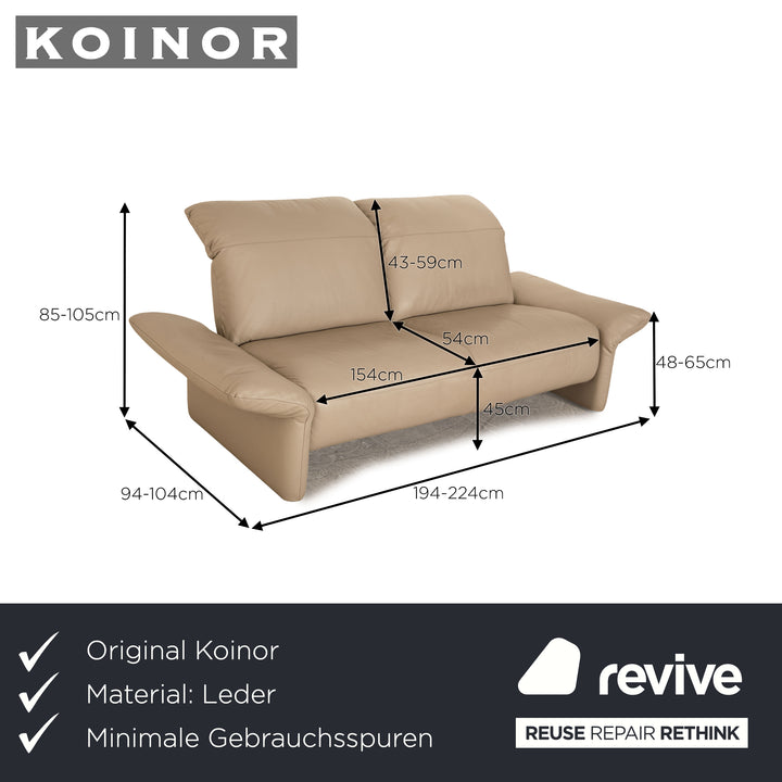 Koinor Elena Leder Dreisitzer Beige Taupe Sofa Couch manuelle Funktion
