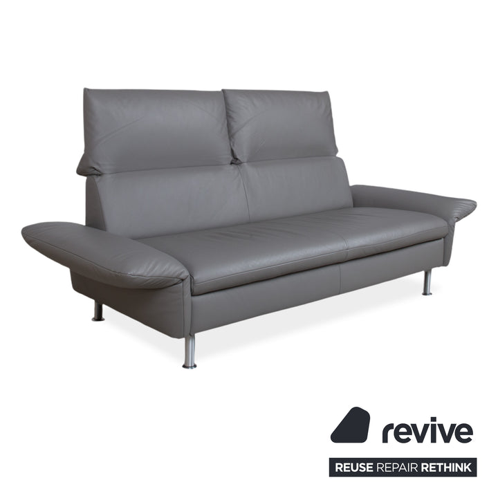 Koinor Elena Leder Dreisitzer Grau manuelle Funktion Sofa Couch