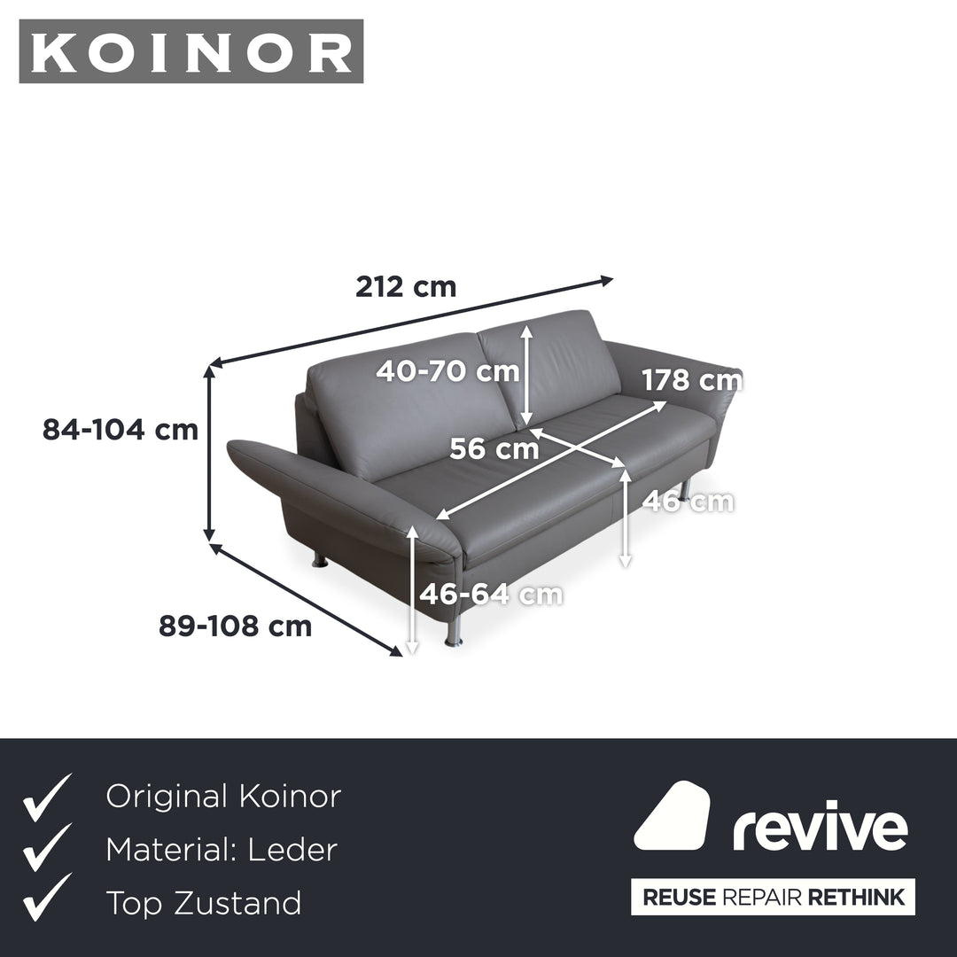 Koinor Elena Leder Dreisitzer Grau manuelle Funktion Sofa Couch