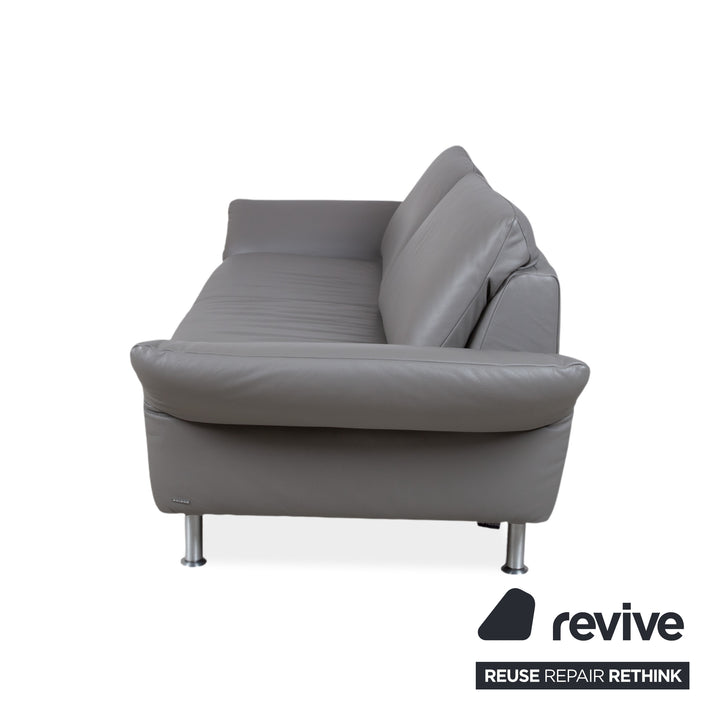 Koinor Elena Leder Dreisitzer Grau manuelle Funktion Sofa Couch