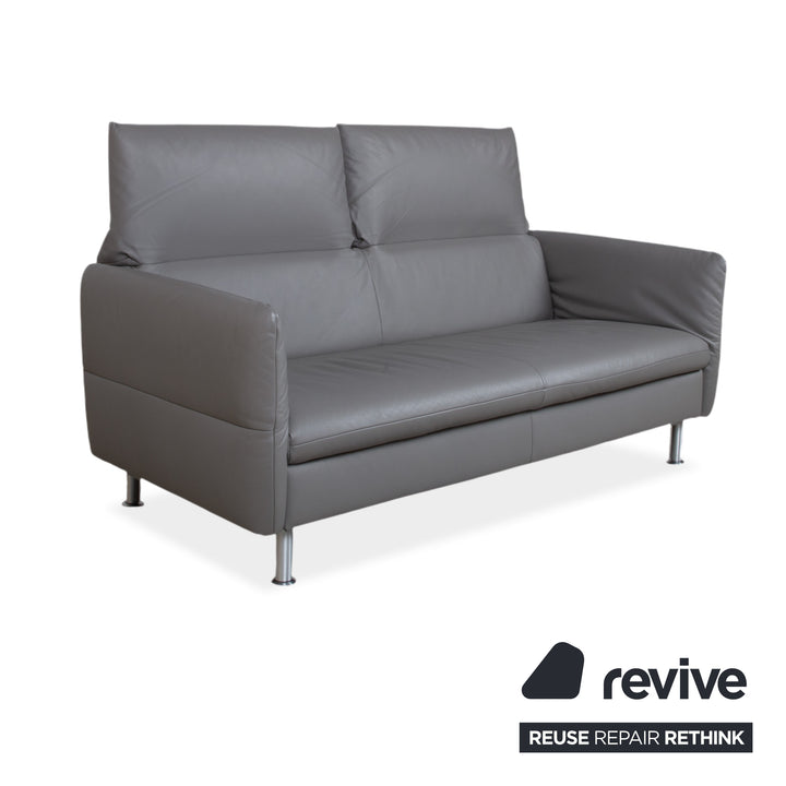 Koinor Elena Leder Dreisitzer Grau manuelle Funktion Sofa Couch