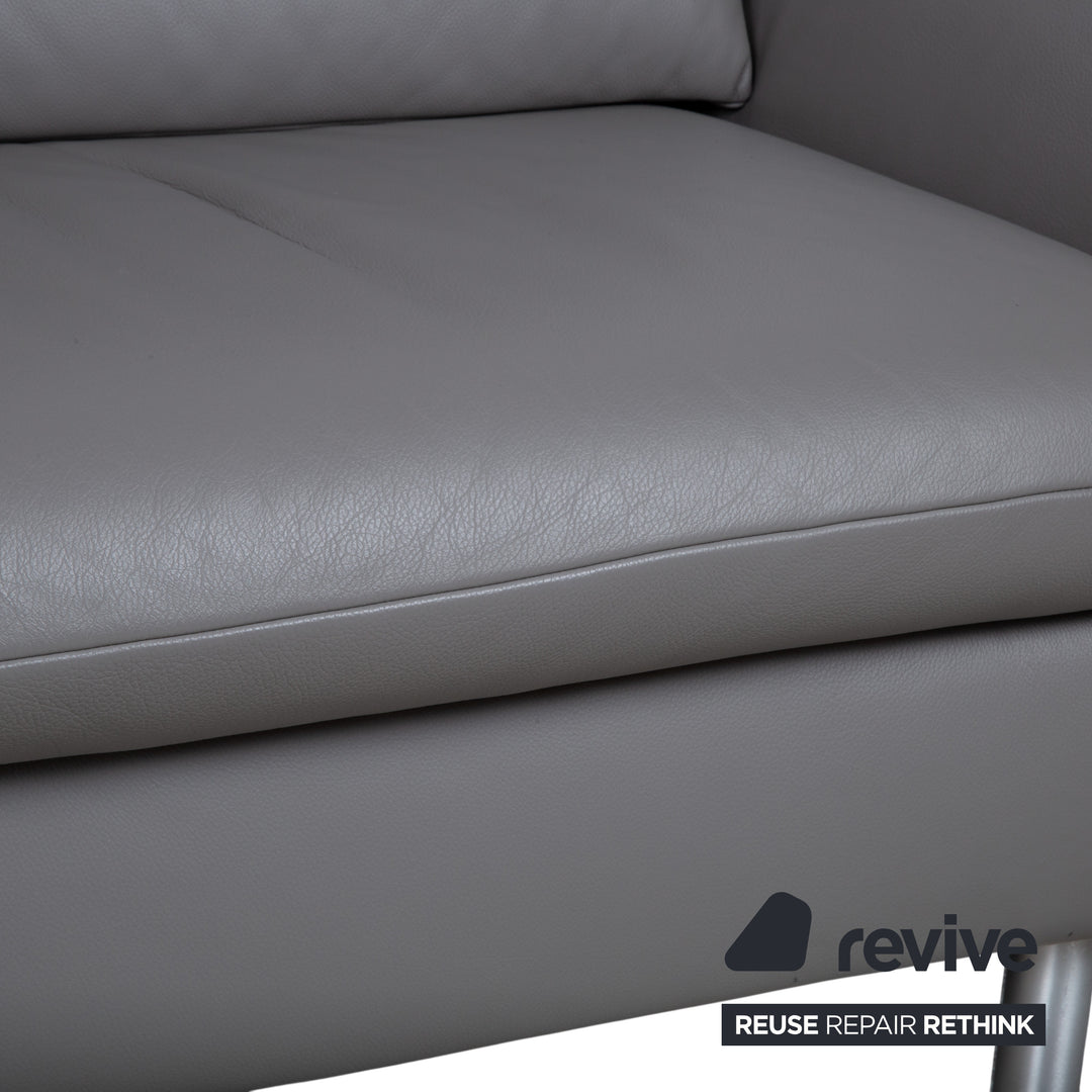 Koinor Elena Leder Dreisitzer Grau manuelle Funktion Sofa Couch