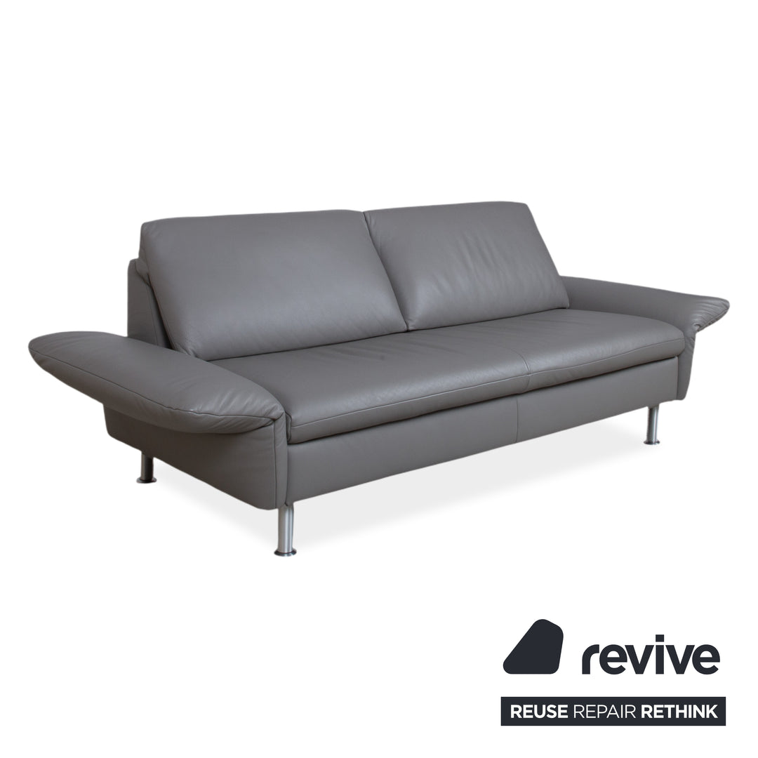 Koinor Elena Leder Dreisitzer Grau manuelle Funktion Sofa Couch