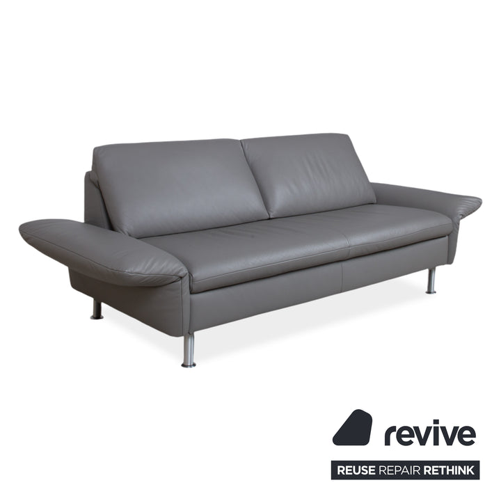 Koinor Elena Leder Dreisitzer Grau manuelle Funktion Sofa Couch