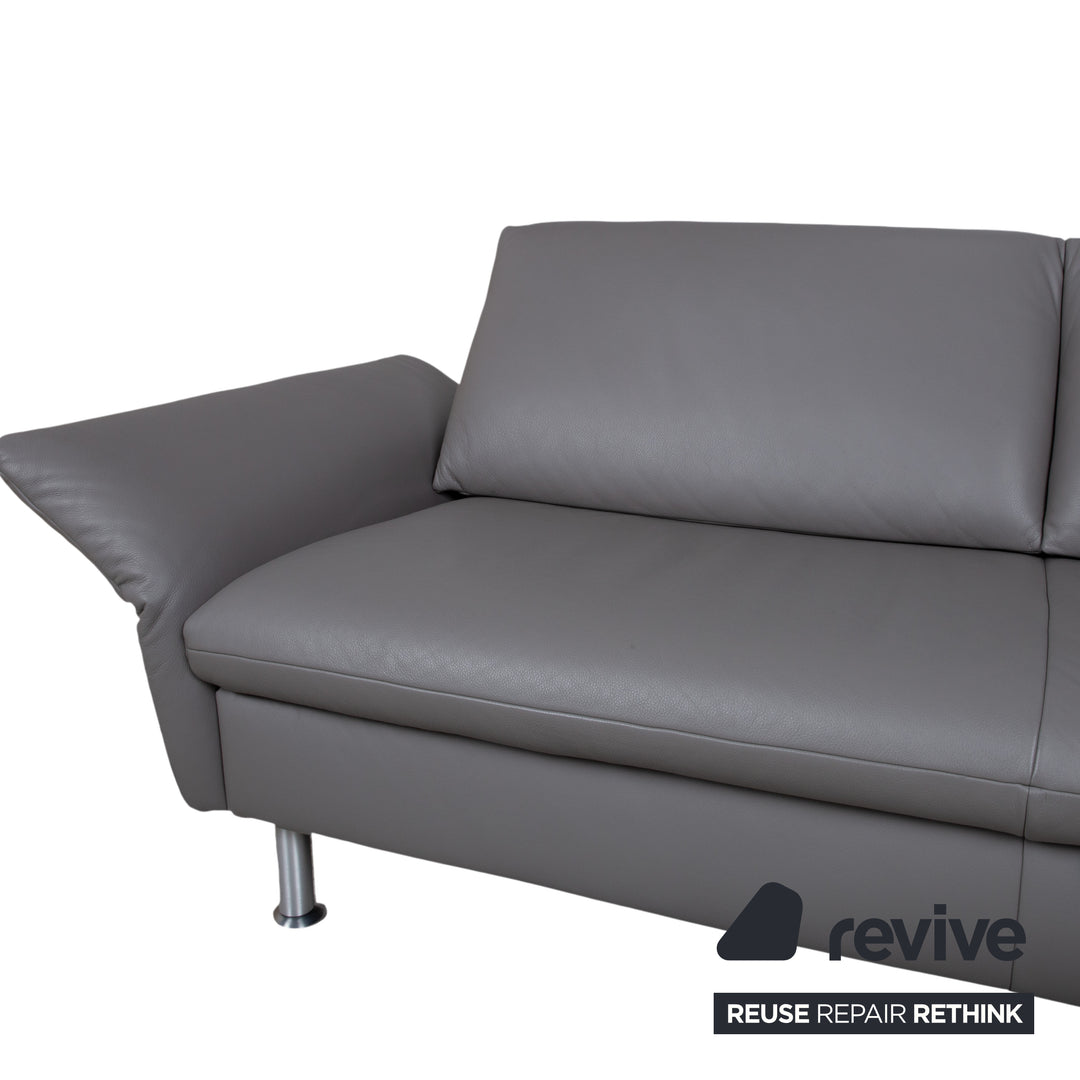 Koinor Elena Leder Dreisitzer Grau manuelle Funktion Sofa Couch