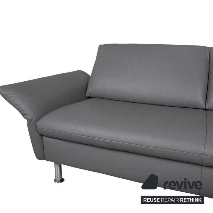 Koinor Elena Leder Dreisitzer Grau manuelle Funktion Sofa Couch