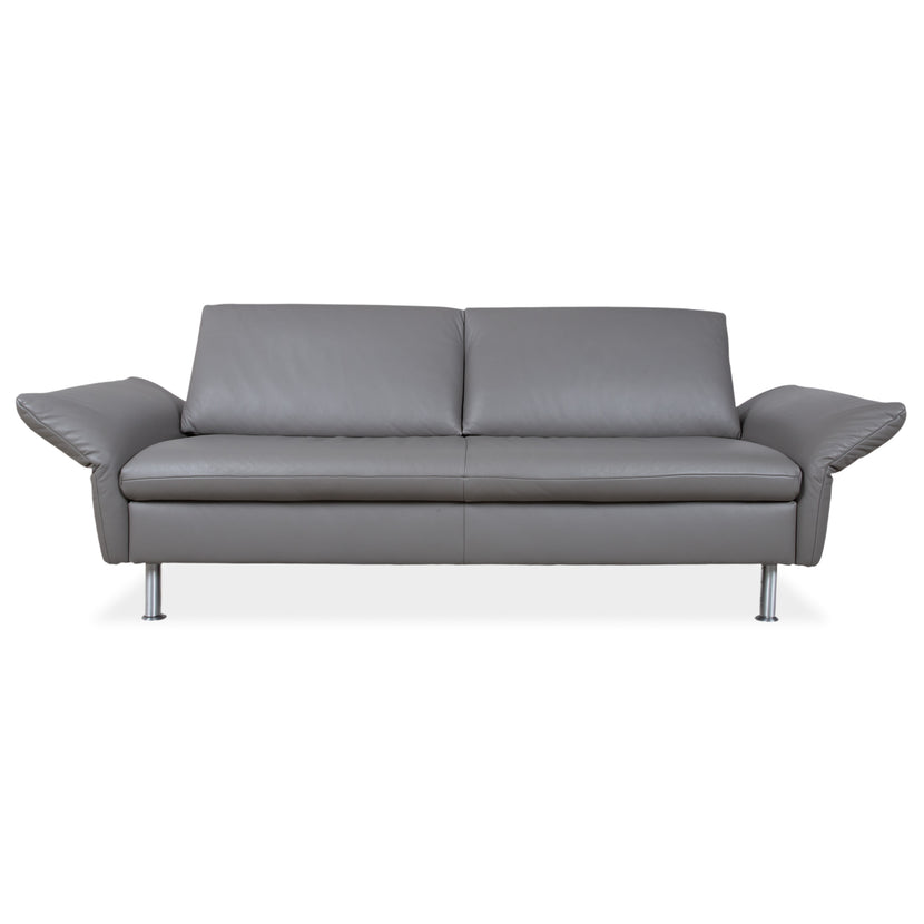 Koinor Elena Leder Dreisitzer Grau manuelle Funktion Sofa Couch