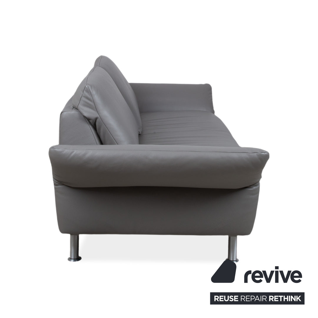 Koinor Elena Leder Dreisitzer Grau manuelle Funktion Sofa Couch