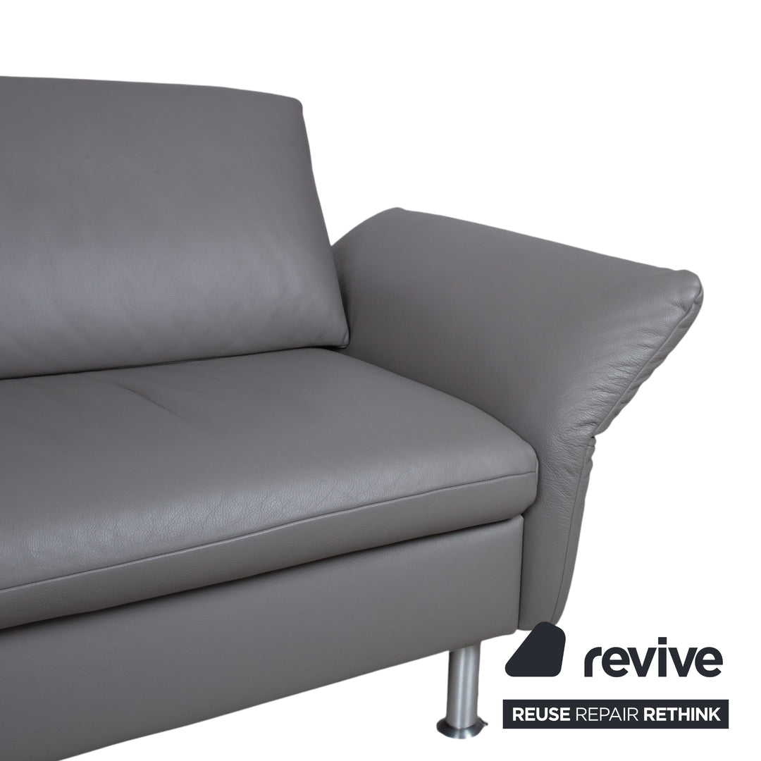 Koinor Elena Leder Dreisitzer Grau manuelle Funktion Sofa Couch