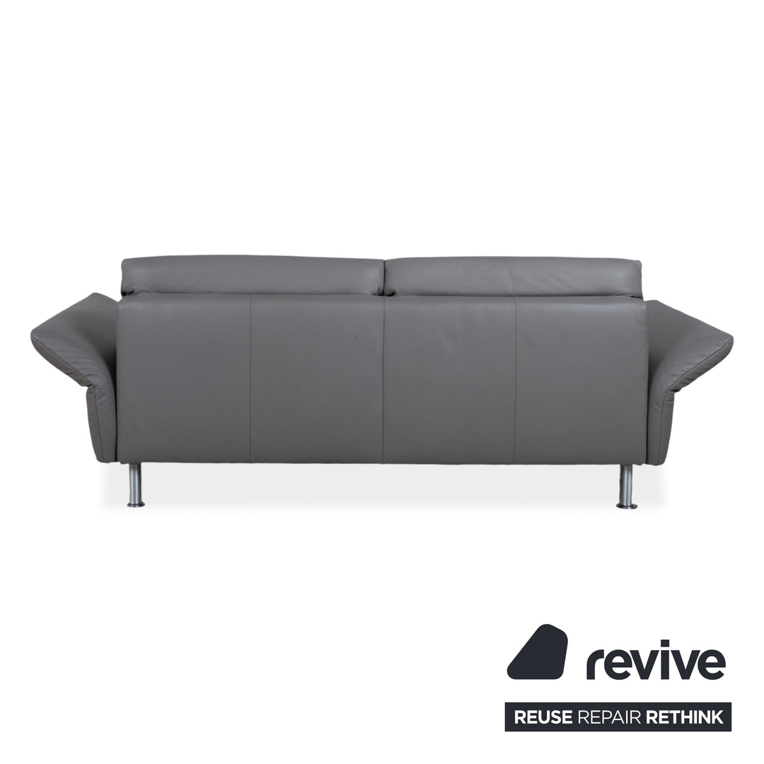 Koinor Elena Leder Dreisitzer Grau manuelle Funktion Sofa Couch