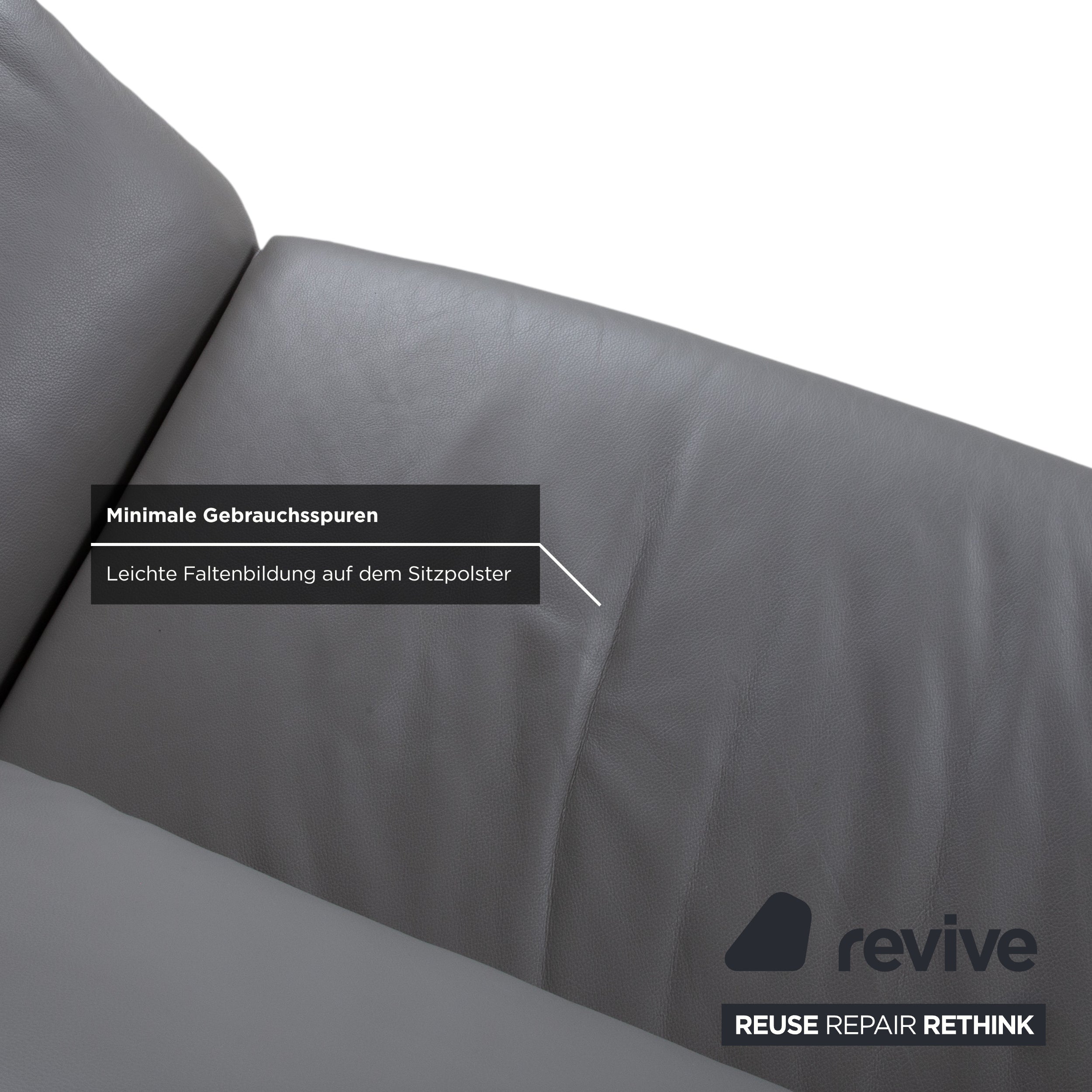 Koinor Elena Leder Dreisitzer Grau manuelle Funktion Sofa Couch