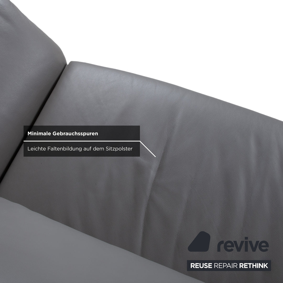 Koinor Elena Leder Dreisitzer Grau manuelle Funktion Sofa Couch