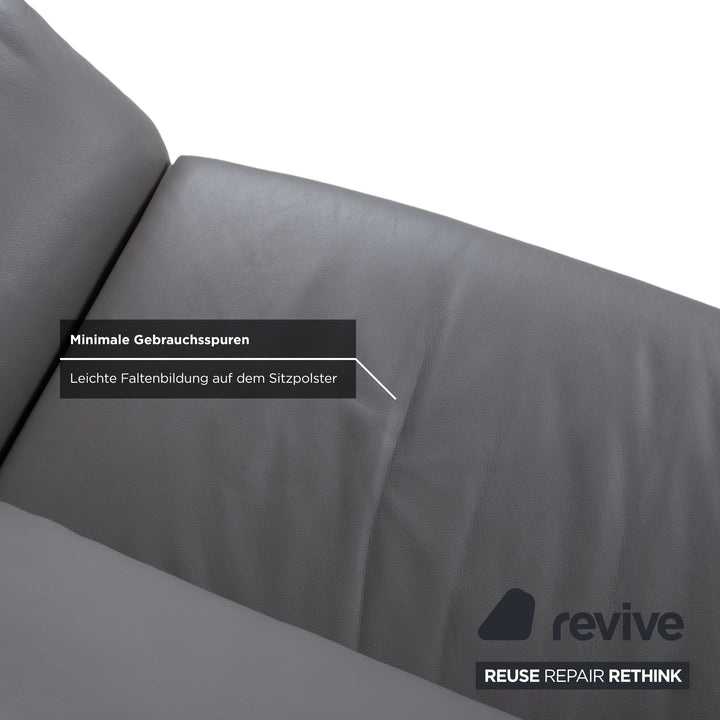 Koinor Elena Leder Dreisitzer Grau manuelle Funktion Sofa Couch