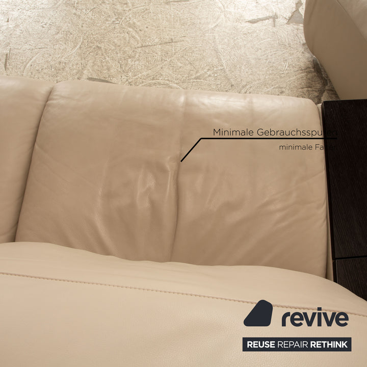 Koinor Elena Leather Corner Sofa Beige Recamiere Left Electric Function Sofa Couch
