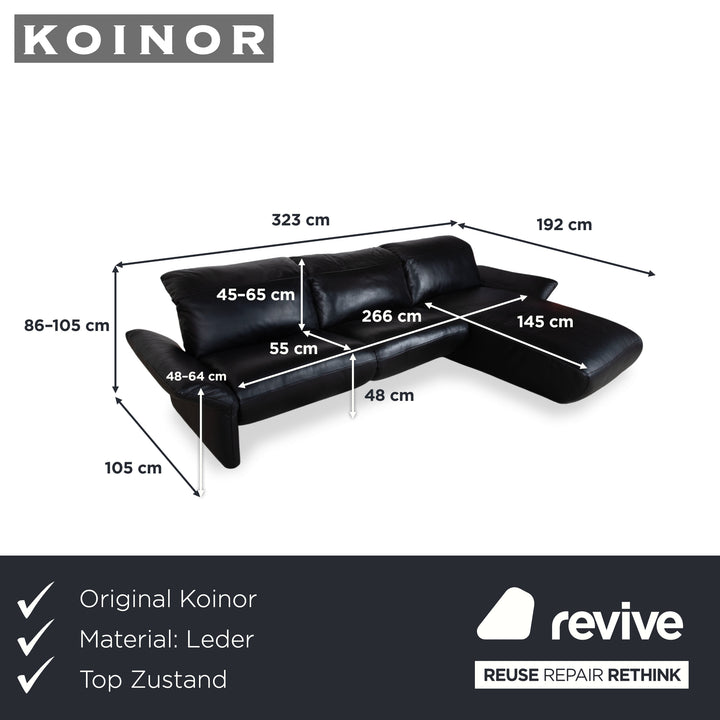 Koinor Elena Leder Ecksofa Schwarz Sofa Couch manuelle Funktion