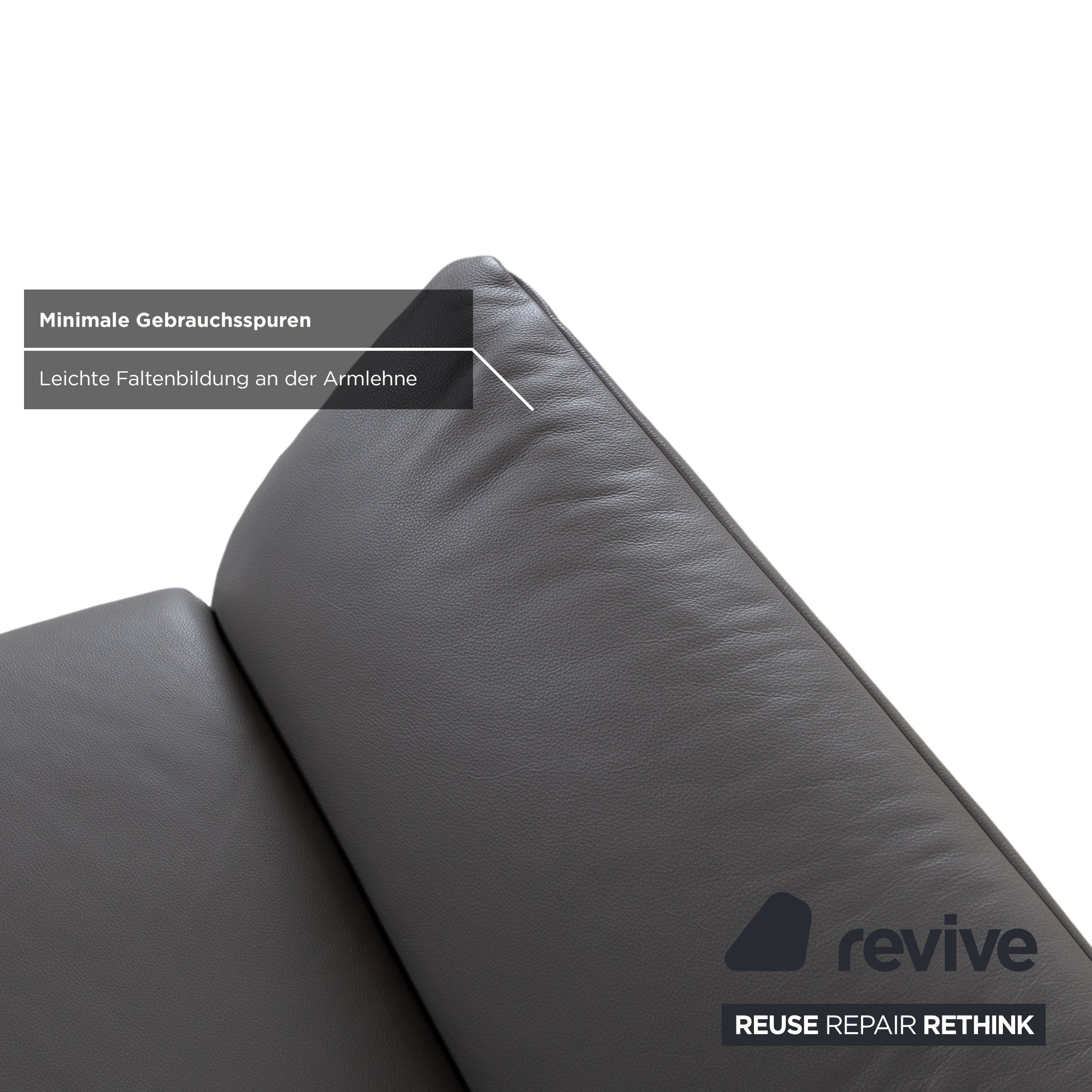 Sillón Koinor Elena de cuero gris con función manual Sofá Couch