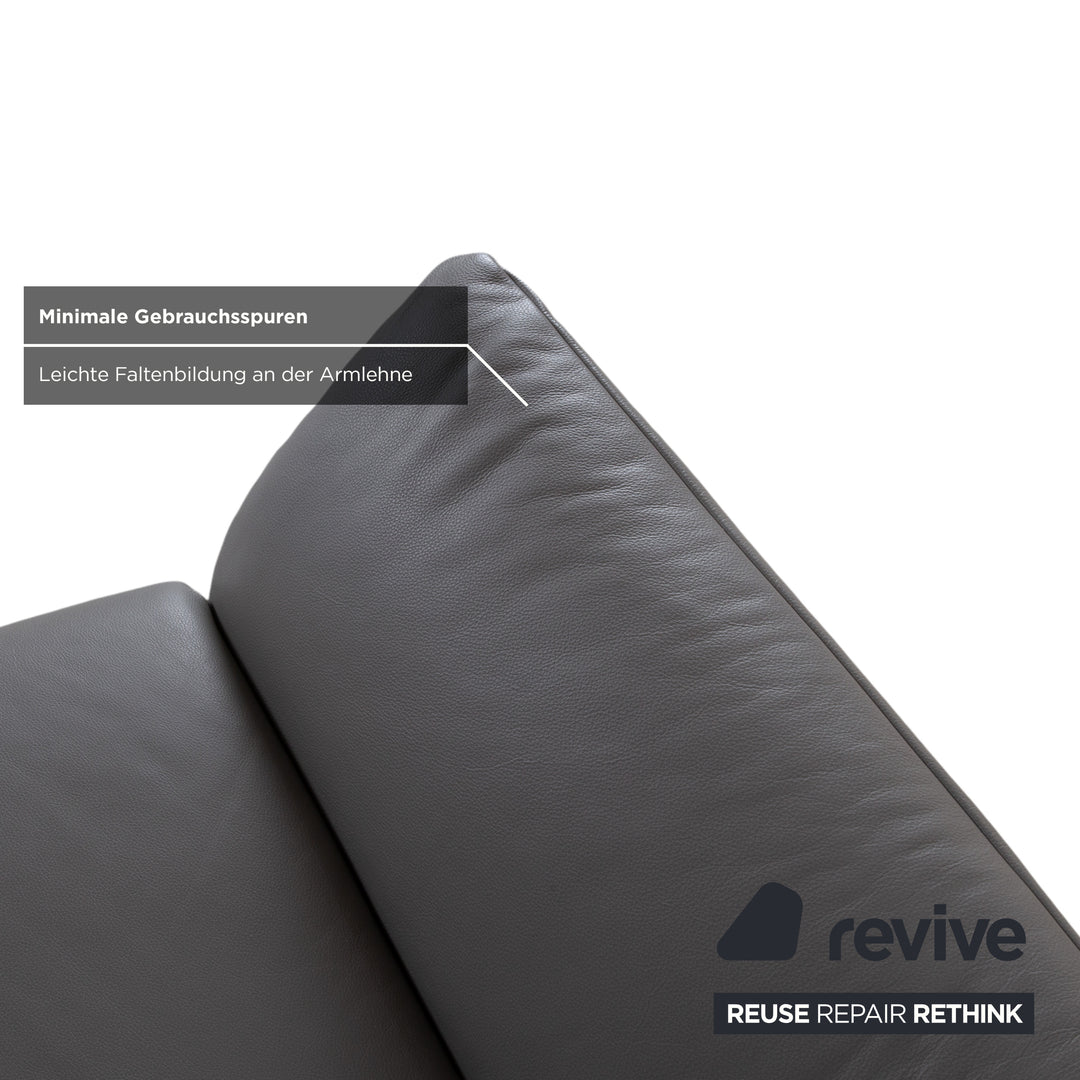 Koinor Elena Leder Sessel Grau manuelle Funktion Sofa Couch
