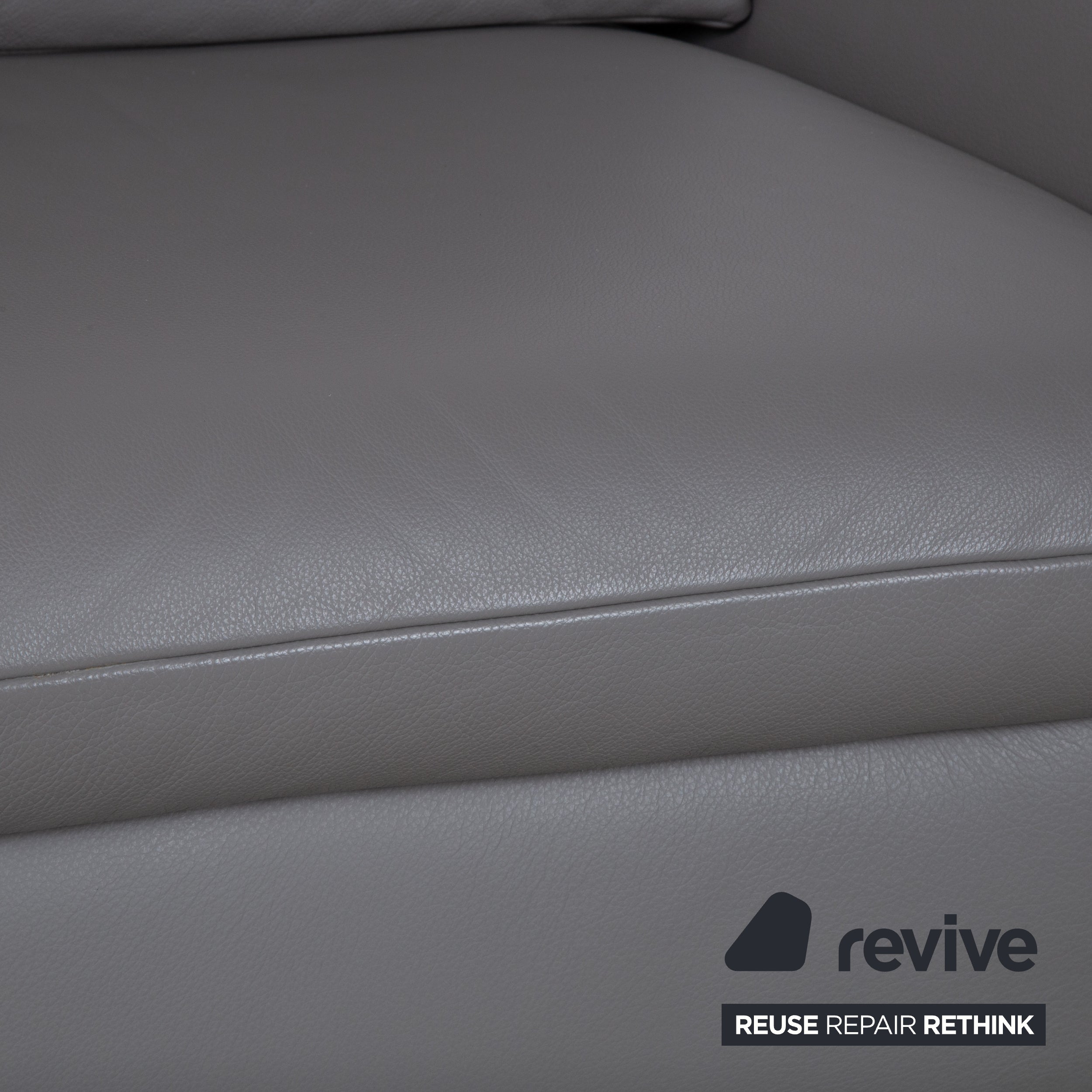 Sillón Koinor Elena de cuero gris con función manual Sofá Couch