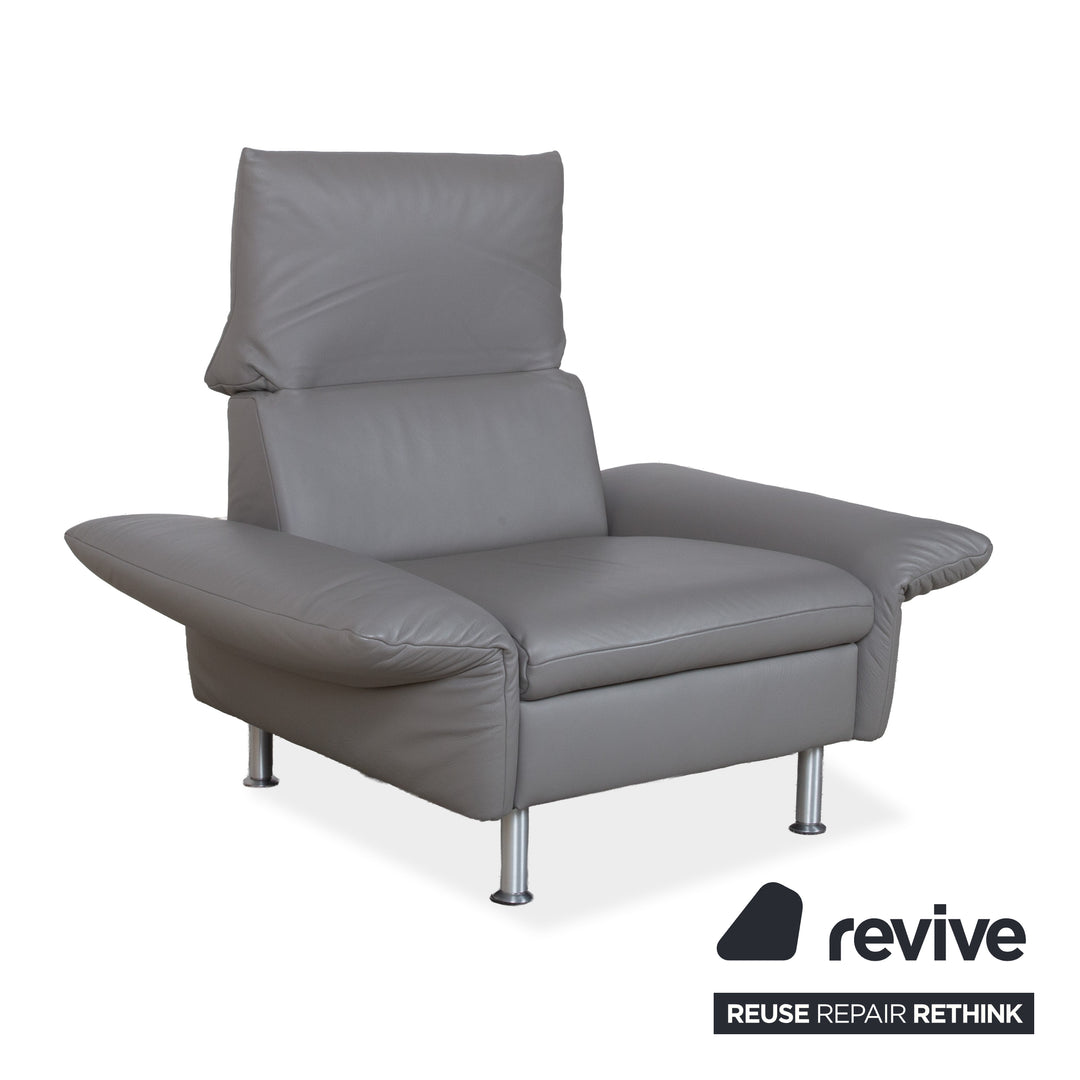 Koinor Elena Leder Sessel Grau manuelle Funktion Sofa Couch