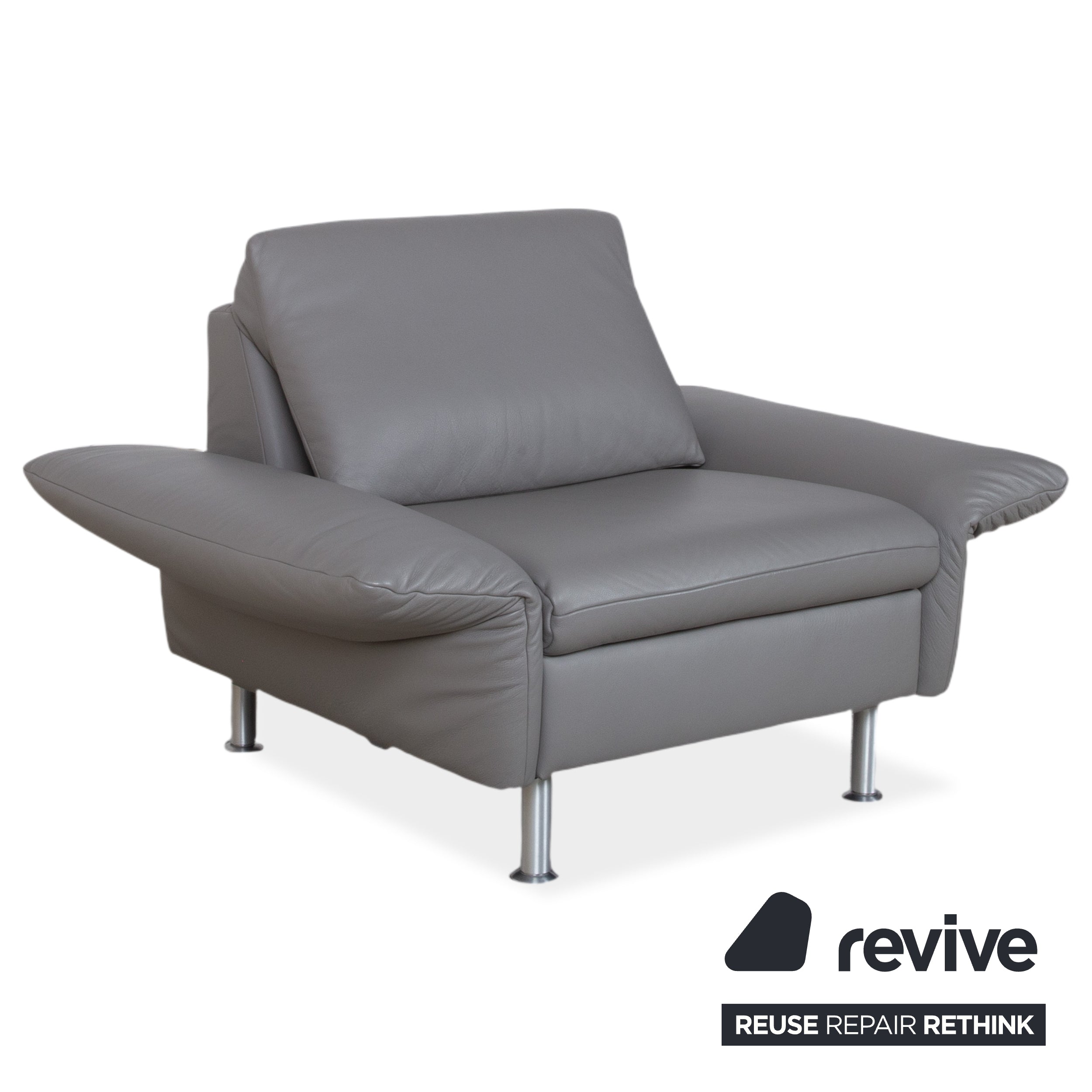 Sillón Koinor Elena de cuero gris con función manual Sofá Couch